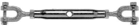 Riggatec Spannschloss DIN 1478 M8 Gabel/Gabel galvanisch verzinkt mit Kontermuttern – M8 Gewinde – 0,25 t Tragfähigkeit – 85 mm Nachstellbereich – Spannschloss für Seile, Ketten & Rigging