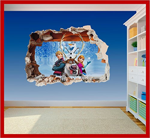 Vinyl-Aufkleber, Motiv Die Eiskönigin - Völlig unverfroren, Motiv Disney Elsa Olaf Anna, Größe XL, 800 x 575 mm