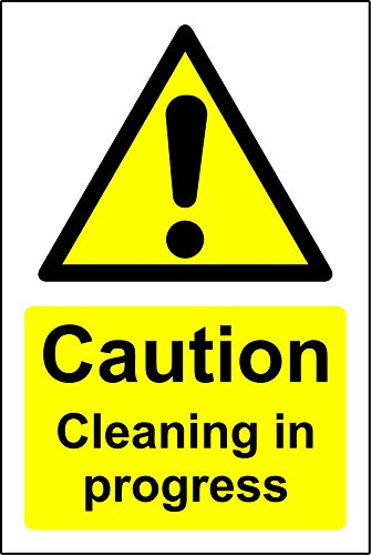 Caution cleaning in progress Safety sign - 1.2mm Rigid plastic 300mm x 200mm