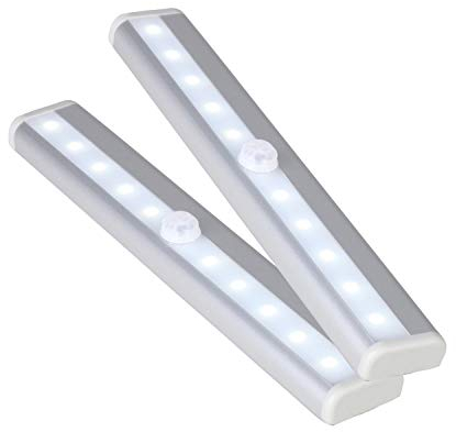 Trimming Shop PIR Bewegungsmelder, LED-Licht, batteriebetrieben, tragbar, Unterschrankleuchten mit Magnetstreifen, Küche, Kleiderschrank, Schublade, Nachtlichter (2 Stück)