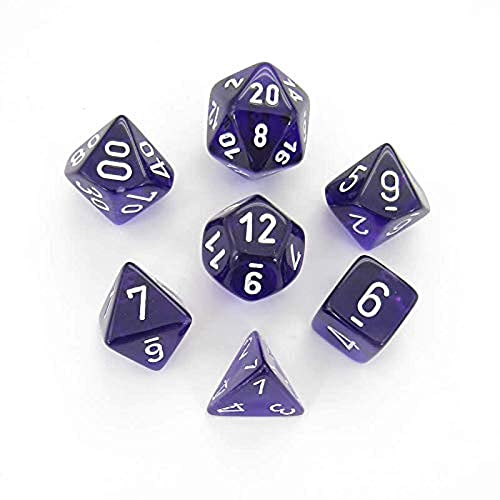 Chessex Translucent Polyhedral 7-Die Set - Purple/White