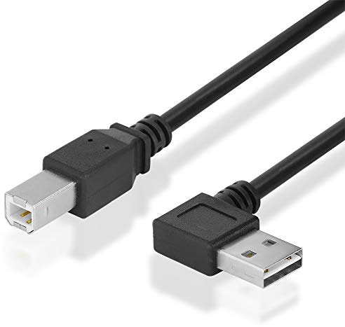 BestPlug 2.0 Câble USB A coudé à 90° vers USB B mâle, High Speed Noir