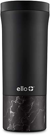 Ello Miri Vacuum Insulated Stainless Steel Travel Coffee Mug - Travel Tea Mug, 16 oz, Black Marble