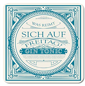 Interluxe LED Untersetzer - was reimt Sich auf Freitag - leuchtende Glasuntersetzer als Bar- oder Tischdekoration für Gin-Tonic