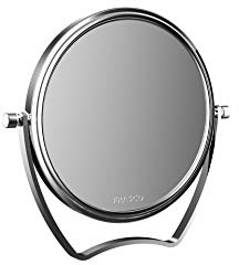 Frasco Spiegel - Ø 140 mm- Handspiegel mit 5-Fach Vergrößerung, geeignet als tragbarer und kompakter Reise- und Kosmetikspiegel für Make-up, Silber