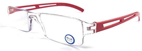 KoKoBin Rahmenlose Lesebrille Sehhilfe mit Blaulichtflilter Anti Blaulicht Lesehilfe für Damen und Herren(Rot,+3.0)