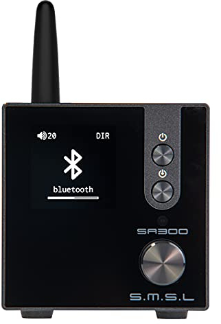 S.M.S.L SA300 HiFi-Digitalverstärker, Infineons MA12070-Chip 80 W x 2 Class D-Endstufe, Cinch-USB-Bluetooth 5.0-APTX-Eingang, mehrere EQ-Modi mit Fernbedienung (Schwarz)
