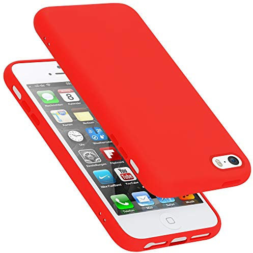 cadorabo silicone case compatible with Apple iPhone 5 / 5S / SE 2016, mobile phone cover for iPhone 5 / 5S / SE 2016- impact-resistant, thin, Silky-Soft Touch Protective Phone Case - LIQUID RED