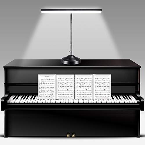 NovoLido Lámpara de Escritorio LED, 10W Lámpara de Piano, 2 en 1 Lámpara de Mesa LED con Base Intercambiable y Abrazadera, 1000 lm, 3 Modos de Color, 30 Niveles de Brillo, Negro