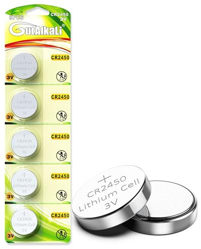 GutAlkaLi CR2450 3V Lithium Batteries - 5 Pack of High-Performance, Long-Lasting Coin Cell Batteries