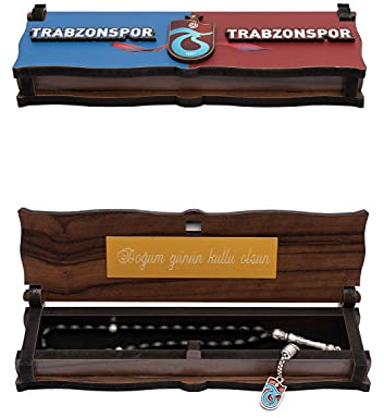 Gök-Türk Box Schatulle MIT Gravur aus Holz Handgemacht & Tesbih Gebetskette 'Trabzonspor 33 Perlen (mit Gravur)