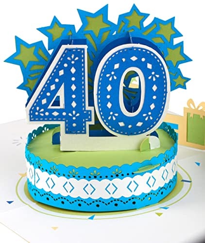 Liebessa Geburtstagskarte 40 Geburtstag Pop Up 3D Karte für Frau oder Mann - Handgemachte Jubiläum Glückwunschkarte Geburtstagskarte mit Umschlag
