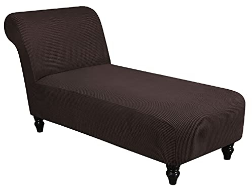 Topchances Jacquard-Bezug für Chaiselongue, dehnbar, ohne Armlehnen, luxuriöser Chaiselongue-Schonbezug, Haustiermöbelbezug, Liegestuhl, Sofa-Schonbezüge für Wohnzimmer, Schlafzimmer, Lounge (braun)