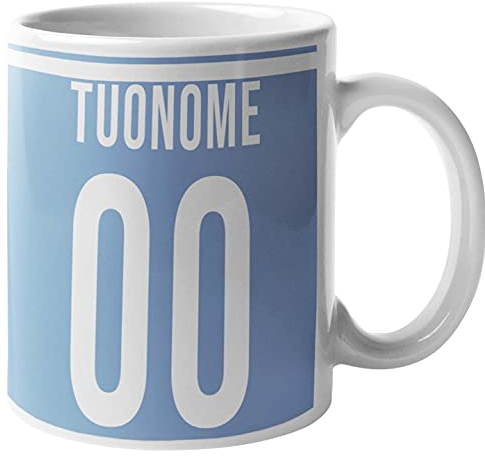CHEMAGLIETTE! Tazza personalizzata Divertente Idea Regalo Mug Simpatica Con Stampa Nome e Numero Squadra del cuore Tifosi Azzurro