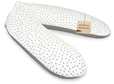 pic Bear Classic 190cm Stillkissen - hochwertiges Schwangerschaftskissen - (100% Jersey Baumwolle, Punkte Grau-Uni Metall)