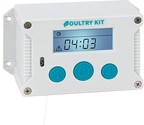 VOSS.farming Poultry Kit automatische Hühnerklappe, Hühnertür, Türöffnung für Hühnerklappe, Türöffner für Hühnerstall, Lichtsensor, Zeitschaltung, Manuell