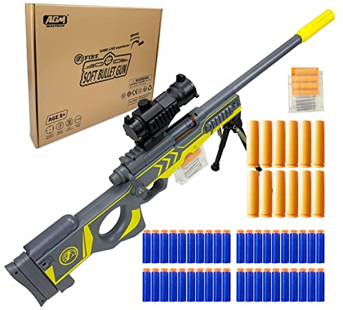 AGM MASTECH AWM Shell-Throwing Blaster Shot Gun, 40 offizielle Darts, 4-Dart-Clip, 2 Zeitschriften, Blaster-Spielzeug-Spielset fürJungen, Kinder und Erwachsene(grau)