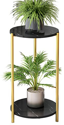 SDFVSDF Blumenständer Metall Runder Pflanzenständer 2/3 Etagen Hoch - Modernes Kleines Blumentopfhalter-Ausstellungsregal, Tablett Beistelltisch Nachttisch für Wohnzimmerecke Dekoration