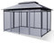 COSTWAY Gazebo da giardino, 3,9 x 2,9 m, in acciaio, con tende zanzariere rimovibili e tetti doppi, tenda di ricevimento per pic-nic, festival di nozze (grigio)