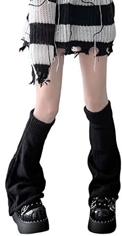 Preppy Style Ribbed Knee High Leg Warmers for Teen Girls - Pink (Black, One Size)