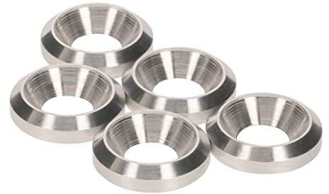 PrecisionGeek M6 Countersunk Cup Washers Aluminium 16 mm Dia × 4 mm Thick – CNC‑Made Solid 7075 Aluminium Set of 5 for DIY, Furniture, Electronics & Cabinetry