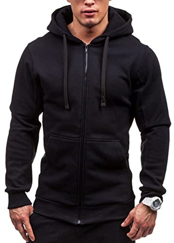 Hoodie Herren,Pullover Herren Zip up Langarm Hoodie mit Kapuze Kapuzenpullover mit Reißverschluss Sweatjacke Kordelzug Casual Sport Herbst Winter Sweatshirt Kapuzenjacke Kapuzenpulli Pulli