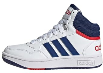 adidas Unisex Kinder Hoops Mid Shoes, Cloud White/Victory Blue/Scarlet, 34 EU