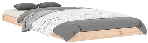 vidaXL Solid Wood Pine Bed Frame - Sleek Modern Single Bedstead for Bedroom - Sturdy Wooden Furniture with Natural Rustic Look - Suitable for Small Spaces and Single Sleepers - Brown