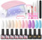 PEACECOLOR Gel Nail Polish Starter Kit,6 Colours White Nude Purple Gel Polish Portable U V/LED Lamp Gloss Matte Top Coat Base Coat Manicure Tools Nail Kit Gift for Women