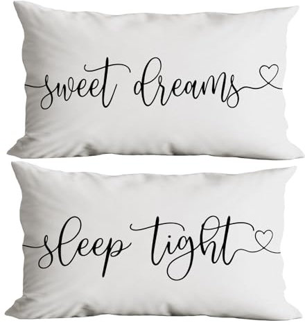 huester Wurfkissen für Schlafzimmer, dekorative Kissen für Schlafzimmer, Wurfkissen für Bett, Schlafzimmer Kissen dekorativ, Sweet Dreams Kissenbezug, 30,5 x 50,8 cm Kissenbezug (Weiß)