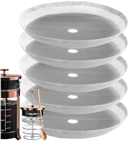 French Press Filter 350ml, French Press Ersatzfiltersieb, French Press sieb für Kaffeedrücker, 6,5 cm, 5 Stück 80 Maschen Ersatz-Edelstahl-Filtersieb, für 350 ml French Press Kaffeemaschine