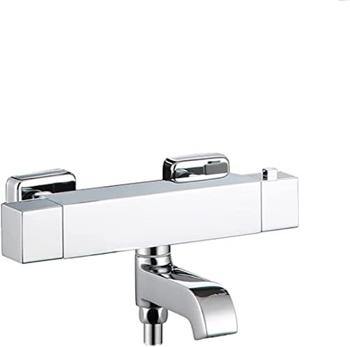 Badewannenarmatur Quadrat Thermostatische Wannenbatterie Messing Wannenmischer Wand montiert Thermostatische Badewanne Wasserhahn, Chrom