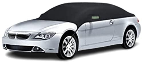 Safari Arts 190T Waterproof Half Car Cover, Black, Universal Size Fits Car and SUV, 330cm x 163cm