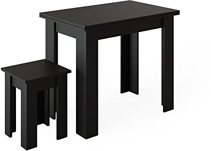 Vicco Dining table with chair Roman, Black, 90 x 60 cm