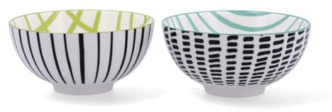 Bidasoa ZIGZAG - Set 2 Boles Porcelana Surtidos 15X15X7,3Cm