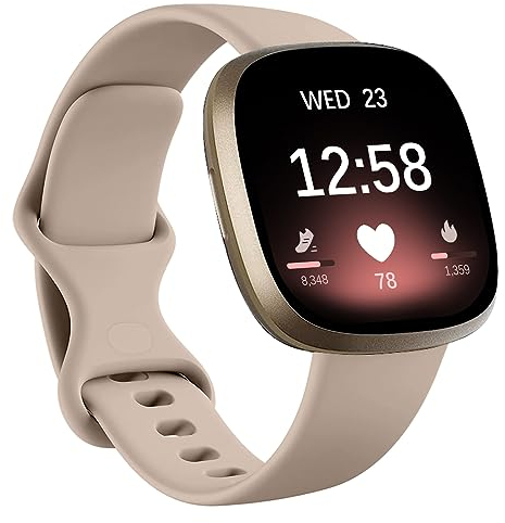 Msksjer Armband Kompatibel mit Fitbit Versa 4/Versa 3/Fitbit Sense/Sense 2, Klassischer Weicher Sport Silikon Ersatzarmband für Frauen Männer, Milk Tea Small
