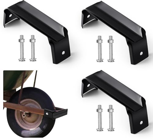 Tandefio 4 Stück schwarze Stahl-Schubkarren-Achshalterung, robuste Schubkarren-Ersatzteile mit 8 Schrauben, 8 Muttern für Schubkarre, Karre, Zubehör, Garten, Rasen, Arbeitsbedarf