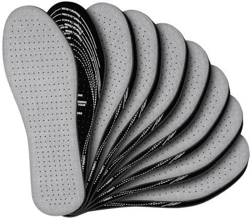 AMFUN Anti-Geruchs-Schuheinlagen, atmungsaktiv Baumwoll-Einlagen, weiche Latex-Schaum, Geruch absorbiert durch Kohle, Unisex, 8 Paare