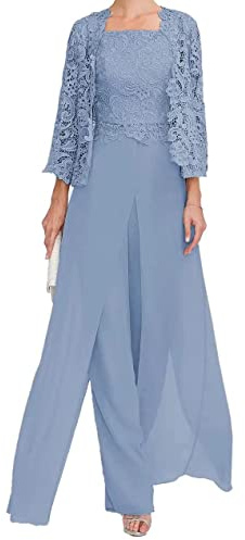 TANPAUL Hosenanzug Damen Festlich Hochzeit - Chiffon Abendanzug mit Jacke Festliche Hochzeitsgast Kleider mit Ärmel
