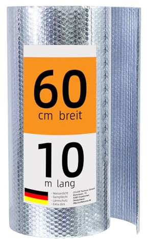 CCLIFE Isolierfolie Dämmfolie 0.6x10 m - 6㎡ Folie Reflexionsfolie Aluminisierte Isolierfolie Dachisolierung Isolierungsfolie für Wärmehaltung Heizkörper für Dächer Dachböden Garage