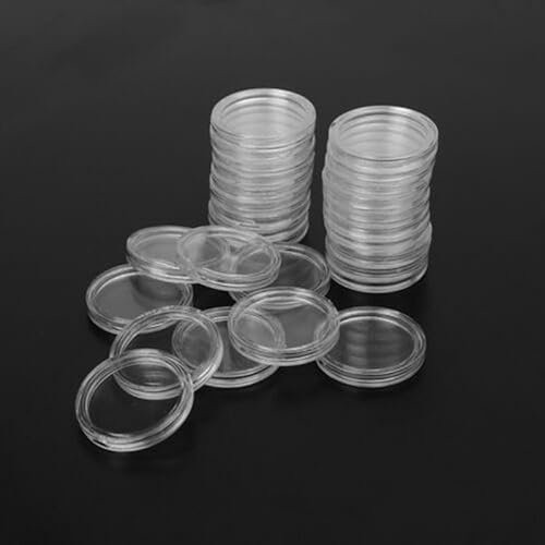 HEIBTENY Lot de 100 capsules de monnaie en plastique transparent de 28 mm pour la collecte de pièces de monnaie