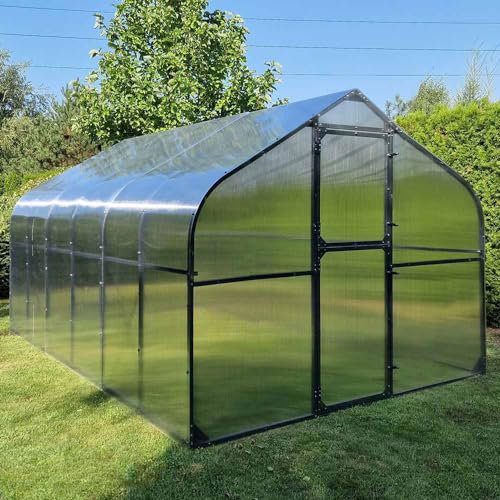 FRANCE SERRES - Serre de Jardin 12m² | Polycarbonate 4x3m | Profilé Gris Anthracite | Deux Portes