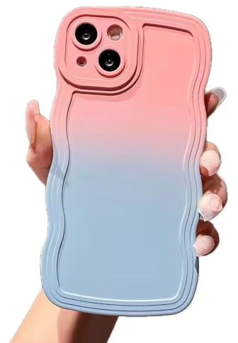 Miagon Gradient Wavy Edge Case for iPhone 8/7/SE 2020/2022/2023,Anti-Slip Grip Cute Wave Curly Frame Shape Shockproof Soft TPU Bumper Protective Aesthetic Phone Cover