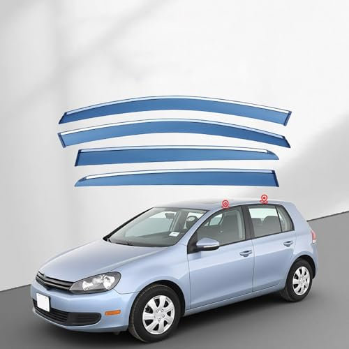 Uklal 4PCS Auto Windabweiser, Für Golf 6 MK6 2009-2012 Regenschutz Rauch Fenster Verringerung von Lärm und Luftturbule Autoteile
