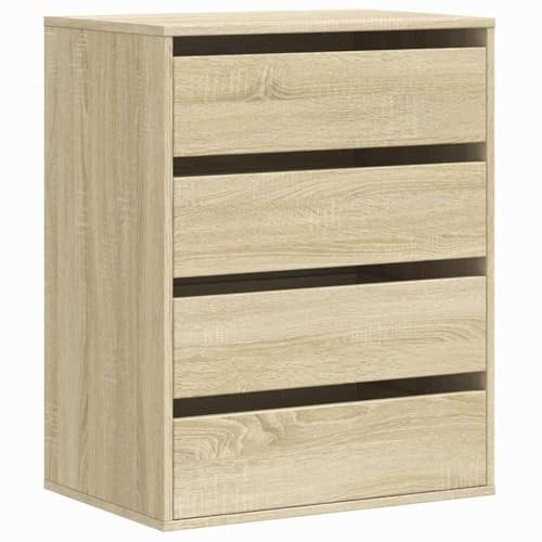 vidaXL Kommode, Sideboard mit 4 Schubladen, Schubladenschrank Schrank für Wohnzimmer, Anrichte Flurschrank Beistellschrank, Sonoma-Eiche Holzwerkstoff