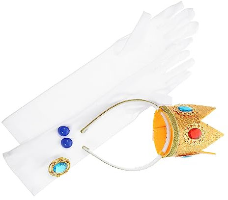 TOGEVAL Halloween Brosche Set Prinzessin Zubehör Krone Haar Hoop Ohrringe Handschuhe Prop Cosplay