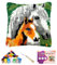 Knüpfhaken-Set mit Stute und Fohlen, Pferd, für Erwachsene und Kinder, Anfänger, DIY, Knüpfkissen-Set, vorgedruckte Haken- und Knüpfteppich-Kits, Kreuzstich-Stickerei, Kissenbezug für Zuhause, Sofa,