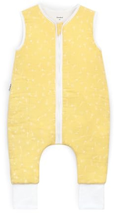 Ehrenkind® Musselin Schlafsack mit Füßen 2.5 TOG 100% Bio-Baumwolle Vanille mit Pusteblume | 80 cm | Oeko Tex zertifiziert