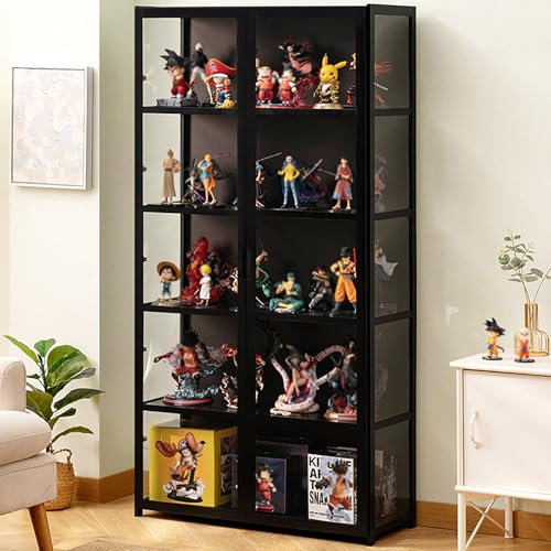 Pounjsd vitrine en Acrylique pour Collection, vitrine en Acrylique, Meuble vitrine pour Collection, Armoire vitrine pour Collection Noir, Armoires de curiosités, bibliothèque Bois et Noir