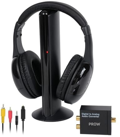 Auriculares InaláMbricos para TV, Auriculares para TV con Base Transmisora para Personas Mayores, InaláMbricos para TV con Radio FM, Compatible con RCA, ÓPtico Y Coaxial